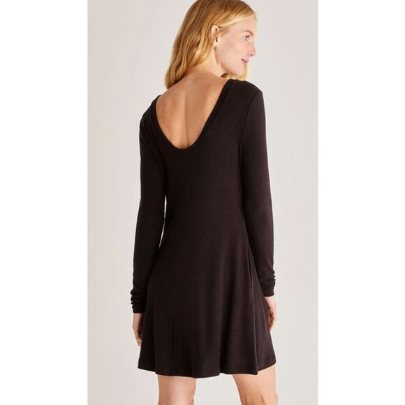 NWT Z SUPPLY Willa Scoop Back Swing Dress (XS) in Black Soft Brushed Rib Knit - Picture 12 of 12